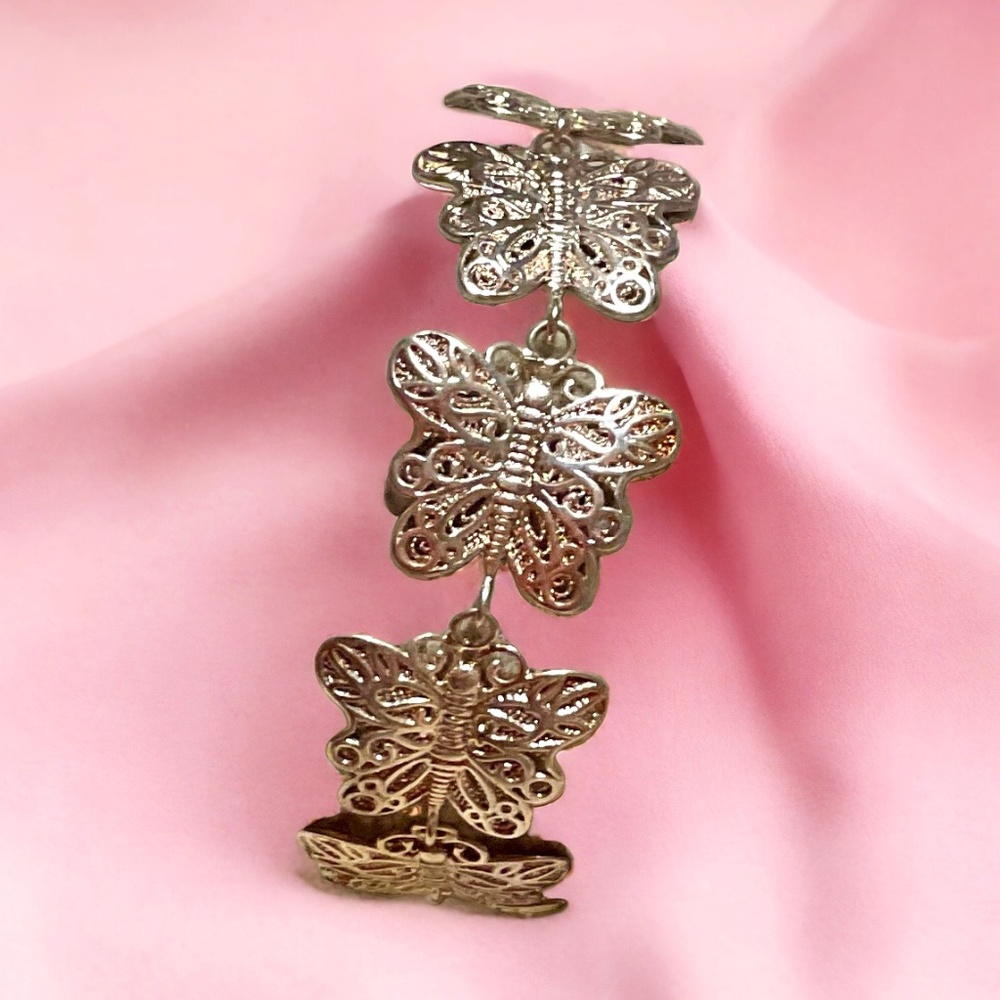 925 MILOR ITALY VINTAGE Artisan Butterfly Bracelet 7” Length 🦋